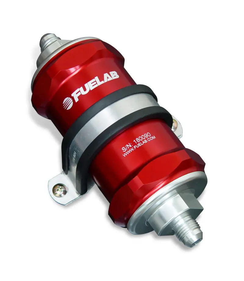 Fuelab 818 In-Line Fuel Filter Standard -12An In/Out 10 Micron Fabric - Red 1