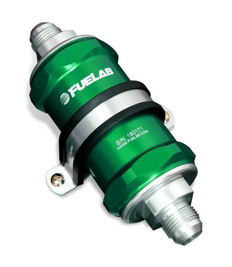 Fuelab 818 In-Line Fuel Filter Standard -6An In/Out 10 Micron Fabric - Green 1