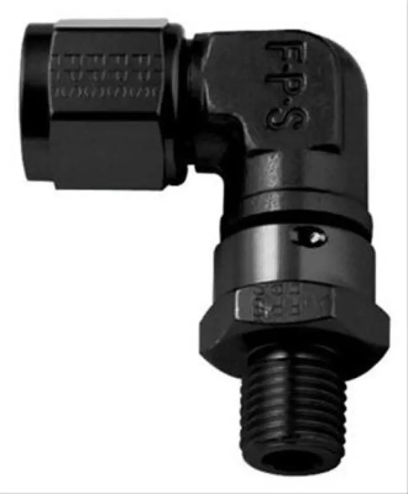 Fragola -10An Female Nut X 7/8-14 (10) O-Ring 90 Degree Swivel - Black 1