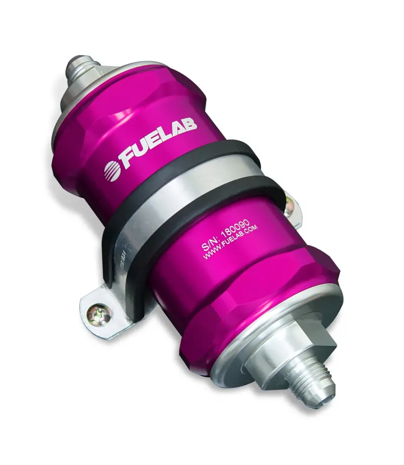 Fuelab 818 In-Line Fuel Filter Standard -10An In/Out 100 Micron Stainless - Purple 1