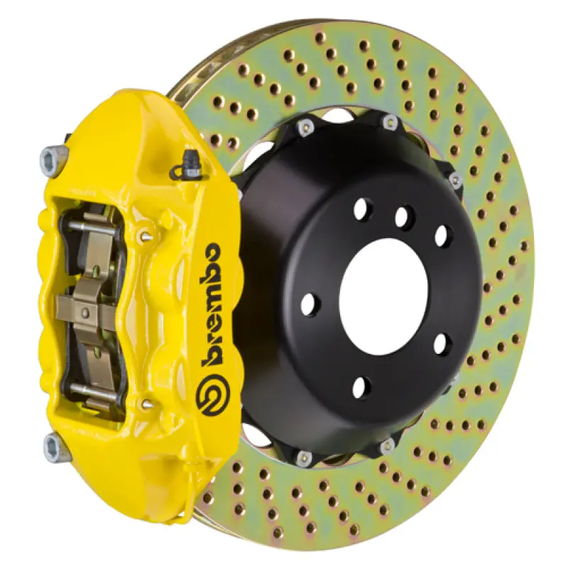 Brembo Gt Big Brake Kit For 2023+ Toyota Corolla Gr – Rear 4-Piston Calipers, 345X28Mm Two-Piece Drilled Rotors, Yellow Finish 1