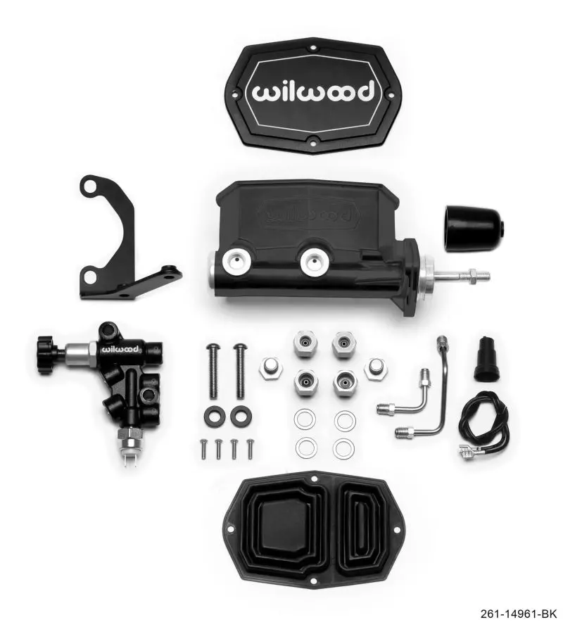 Wilwood Compact Tandem Master Cylinder – 7/8-Inch Bore With Mounting Bracket And Pushrod Valve – Matte Black 1
