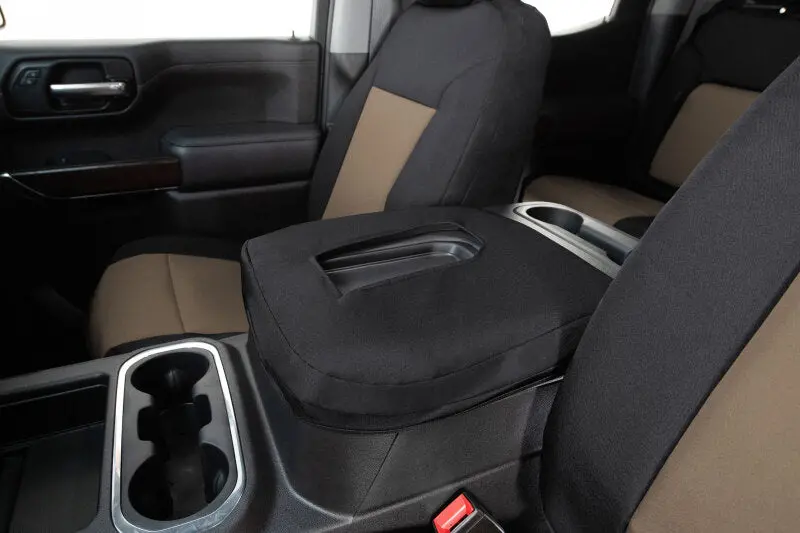 Covercraft Endura Precisionfit Second-Row Seat Covers For 2019–2024 Chevrolet Traverse – Tan/Black 1