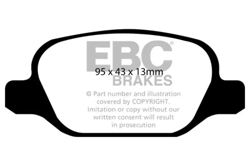 Ebc Redstuff Rear Ceramic Brake Pads For 2010–2011 Fiat 500 1.4L (Bosch Caliper Fit) 1