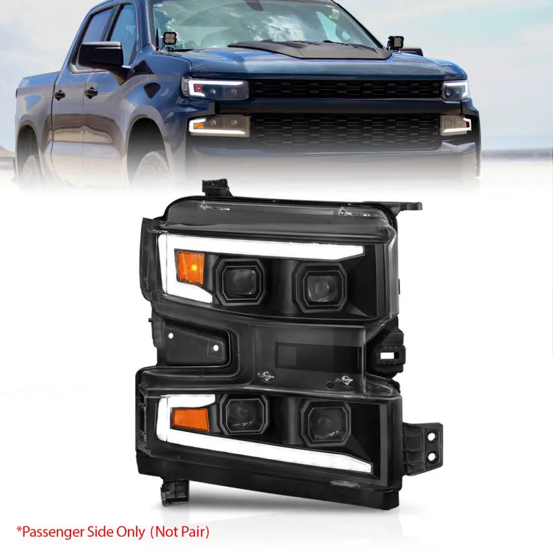Anzo Led Projector Headlight Assembly With Sequential Turn Signal For 2019–2022 Chevy Silverado 1500 — Passenger Side 1