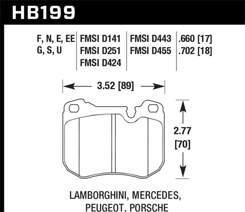 Hawk Ht-10 Race Brake Pads – Front Fitment For Select Mercedes, Porsche, And Audi Models (1977–1989) 1