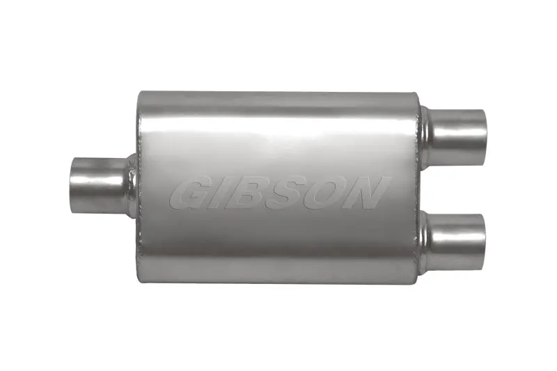 Gibson Superflow Cft Center/Dual Oval Muffler – 4″×9″×18″, 3″ Inlet / 2.5″ Outlet, Stainless Steel 1