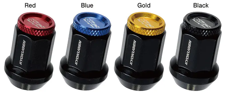 Project Kics Kyokugen 20-Piece Lug Nut Set – 12X1.50 Black Anodized Aluminum W/ Blue Caps 1
