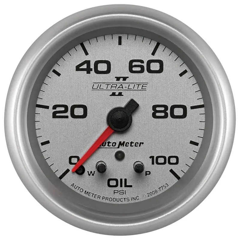 Autometer Ultra-Lite Ii Oil Pressure Gauge – 2-5/8" Dial, 0–100 Psi, Stepper Motor With Peak Hold & Warning 1