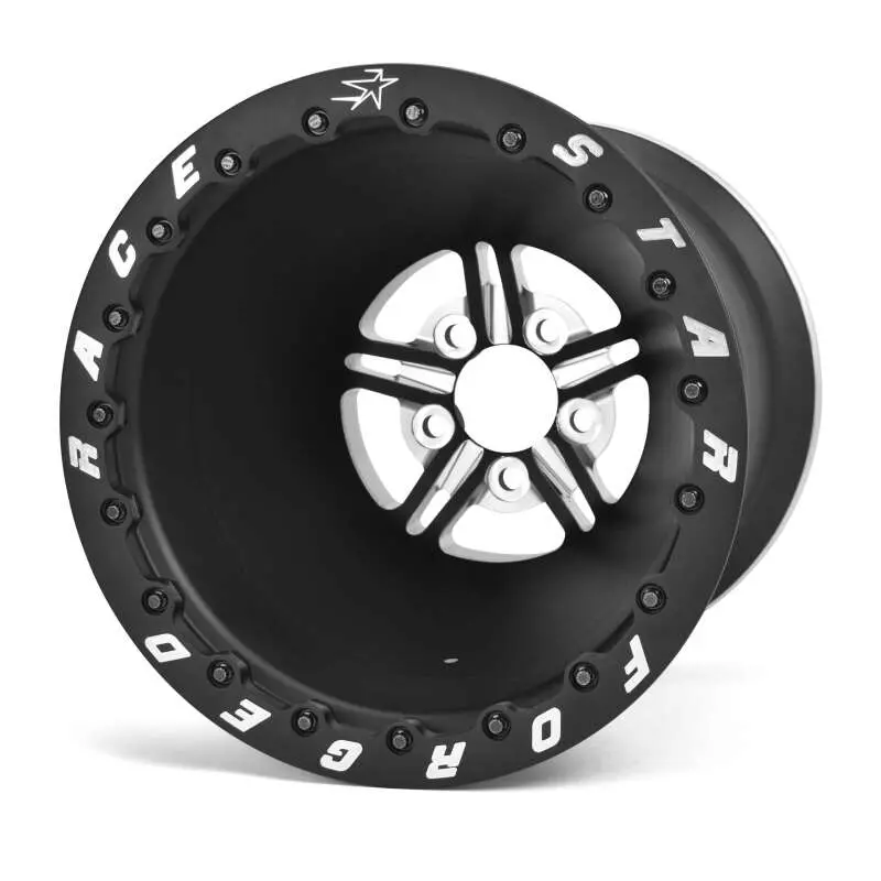 Race Star 63 Pro Forged Drag Wheel – 15X10 Inches, 5X4.75 Bolt Circle, 5.0-Inch Backspace, Black Anodized & Machined 1