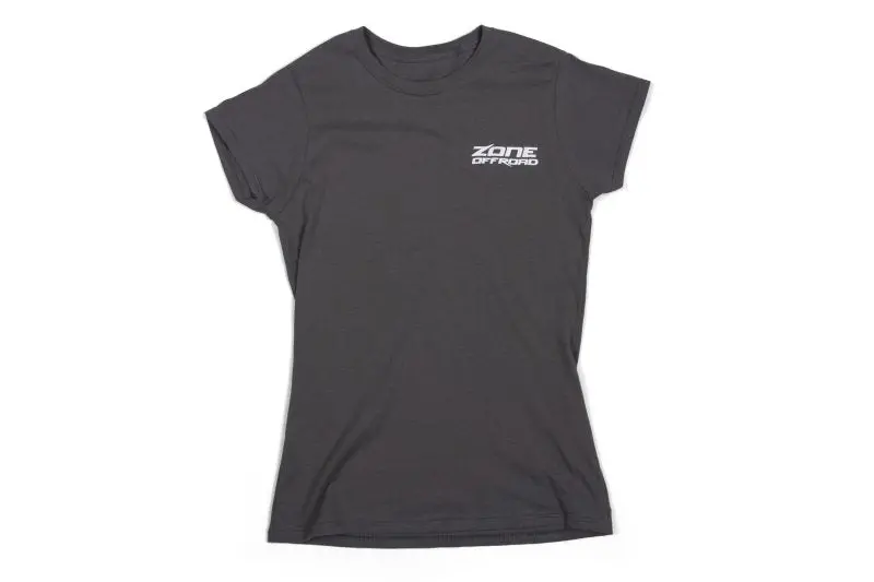 Zone Offroad Women’S Charcoal Gray Cotton T-Shirt – Small, Embroidered Logo 1
