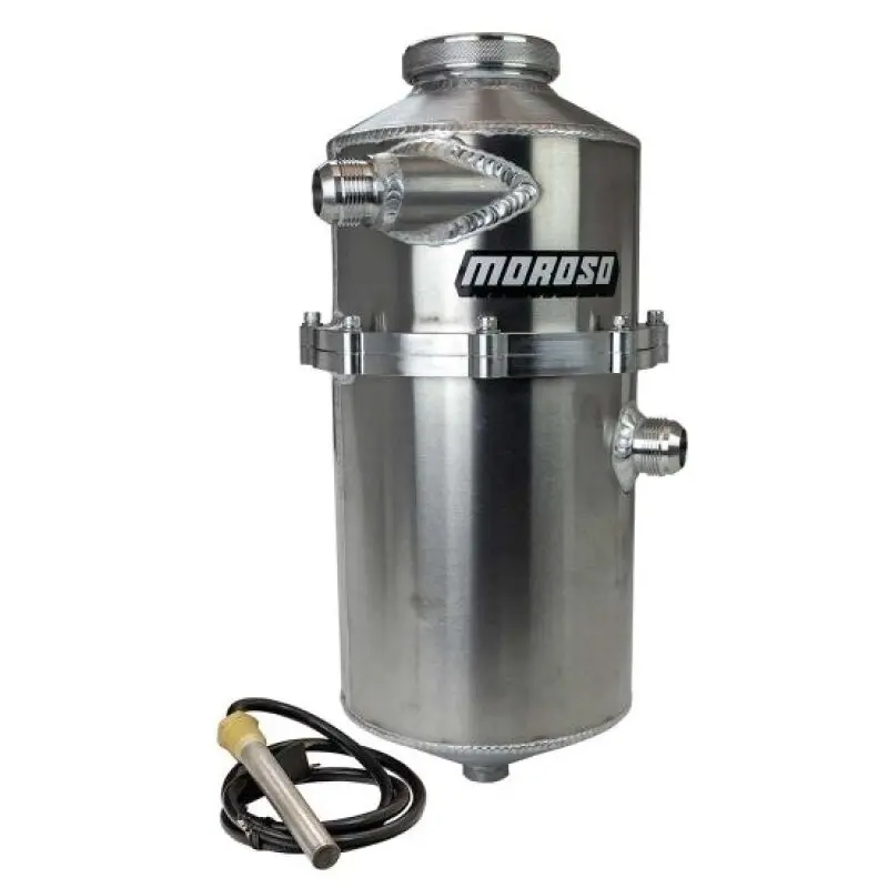 Moroso Dry Sump Oil Tank – 7.5-Quart, 16.5" Tall X 7" Diameter, 60/40 Split, Single Inlet, 16An Male Fitting 1