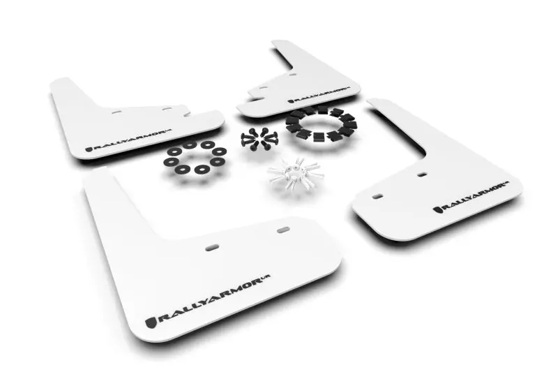 Rally Armor White Mud Flaps With Black Logo For 2020–2022 Tesla Model Y 1