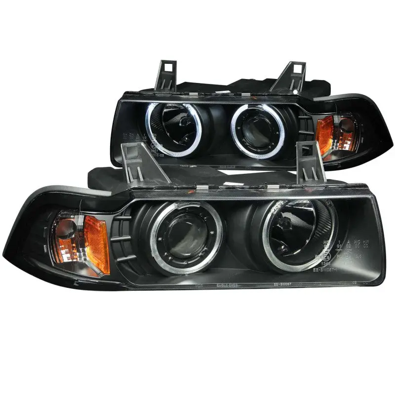 Anzo Projector Headlights With Ccfl Halo Rings – Bmw E36 3 Series (1992–1998), Gloss Black Housing 1