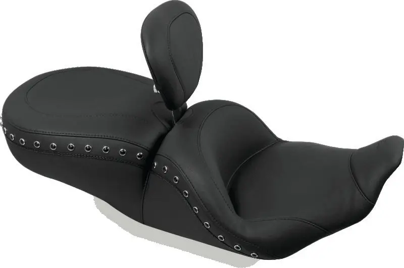Mustang Solo Seat For Harley-Davidson – Fits Road King (1997–2007), Street Glide (2006–2007), Eagle Lowdown (2000–2005) – Black Pearls W/ Driver Backrest 1