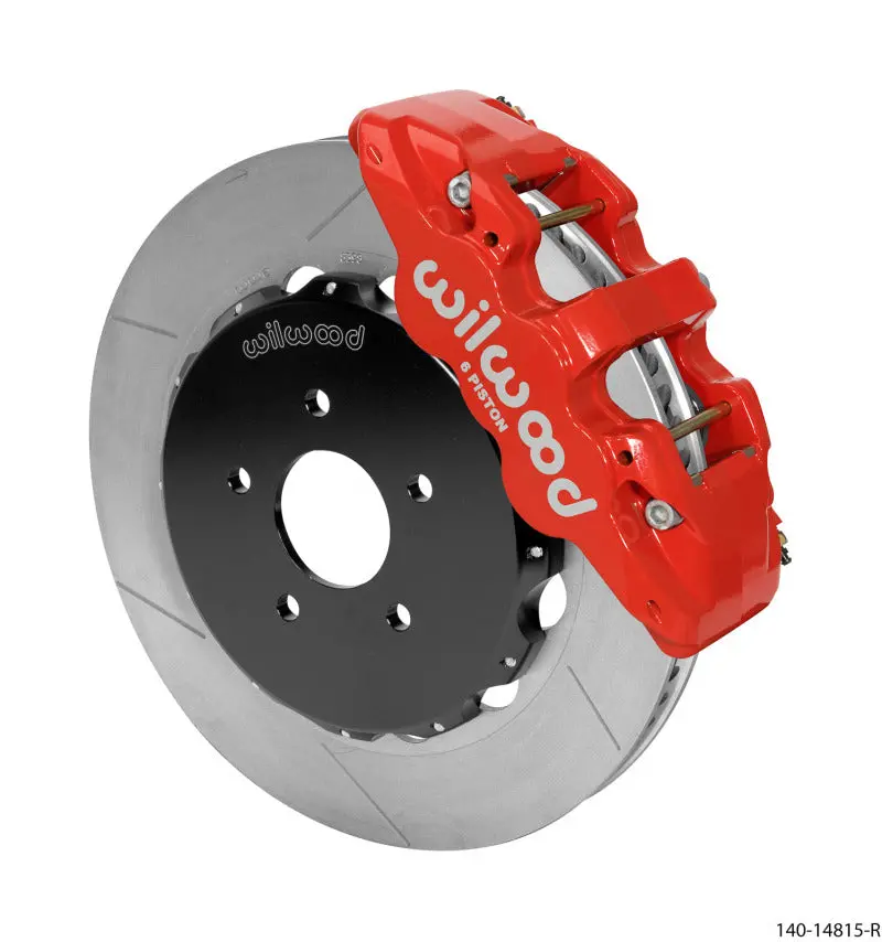 Wilwood Aero6 Front Brake Hat Kit For 2003–2009 Nissan 350Z – 14" Red Anodized Hat With Braided Lines 1
