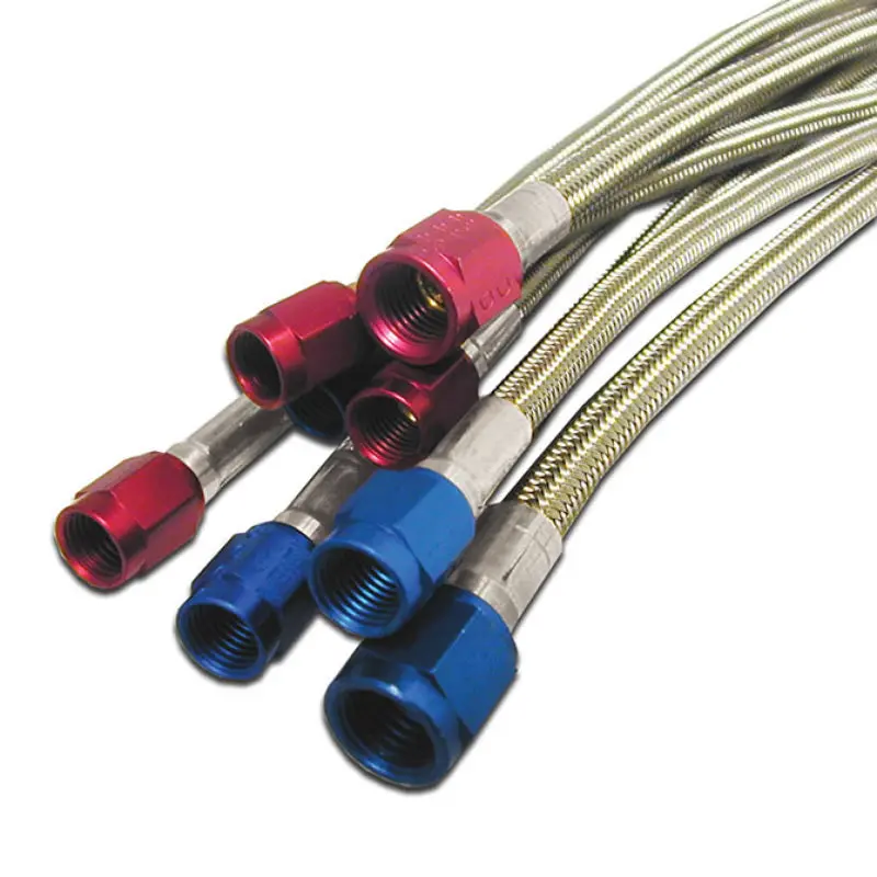 Nitrous Express 4An Stainless Steel Braided Hose – 5-Foot Length, Red Anodized Fittings 2
