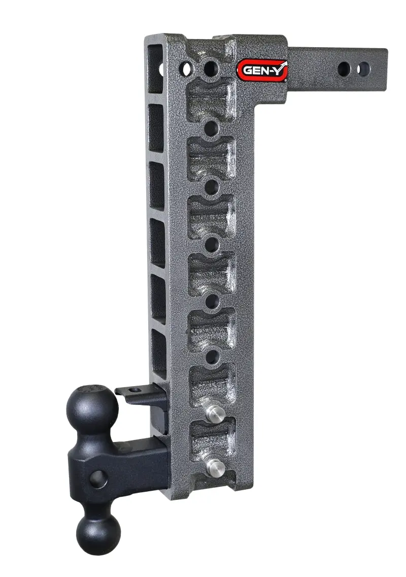 Gen-Y Mega Duty Adjustable Drop Hitch – 2-Inch Shank, 17.5-Inch Drop, 10,000-Lb Capacity With Dual-Ball/Pintle Lock & Stabilizer Kit 1
